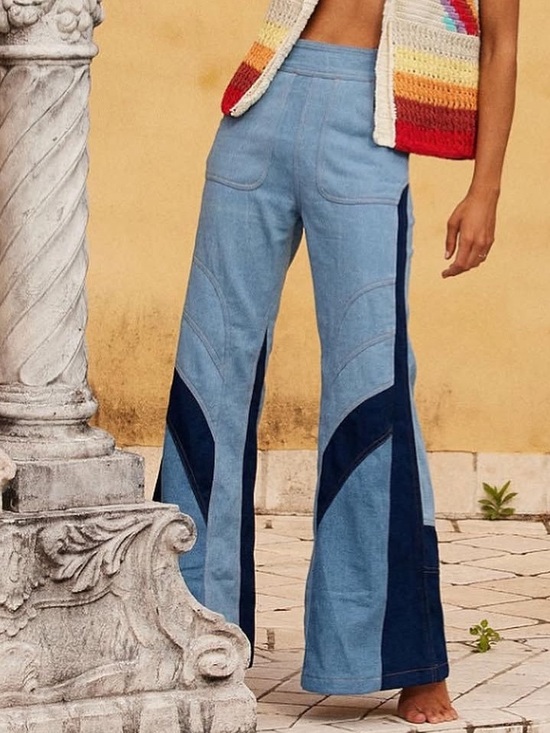 Chasing Unicorns Denim - Chasing Unicorns 🪬 Patchwork Red Hot Denim Flares sz Small